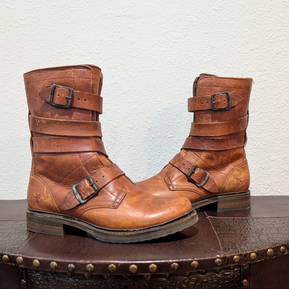 FRYE Veronica Tanker Combat Boot Brown Sz 8B - Picture 13 of 16